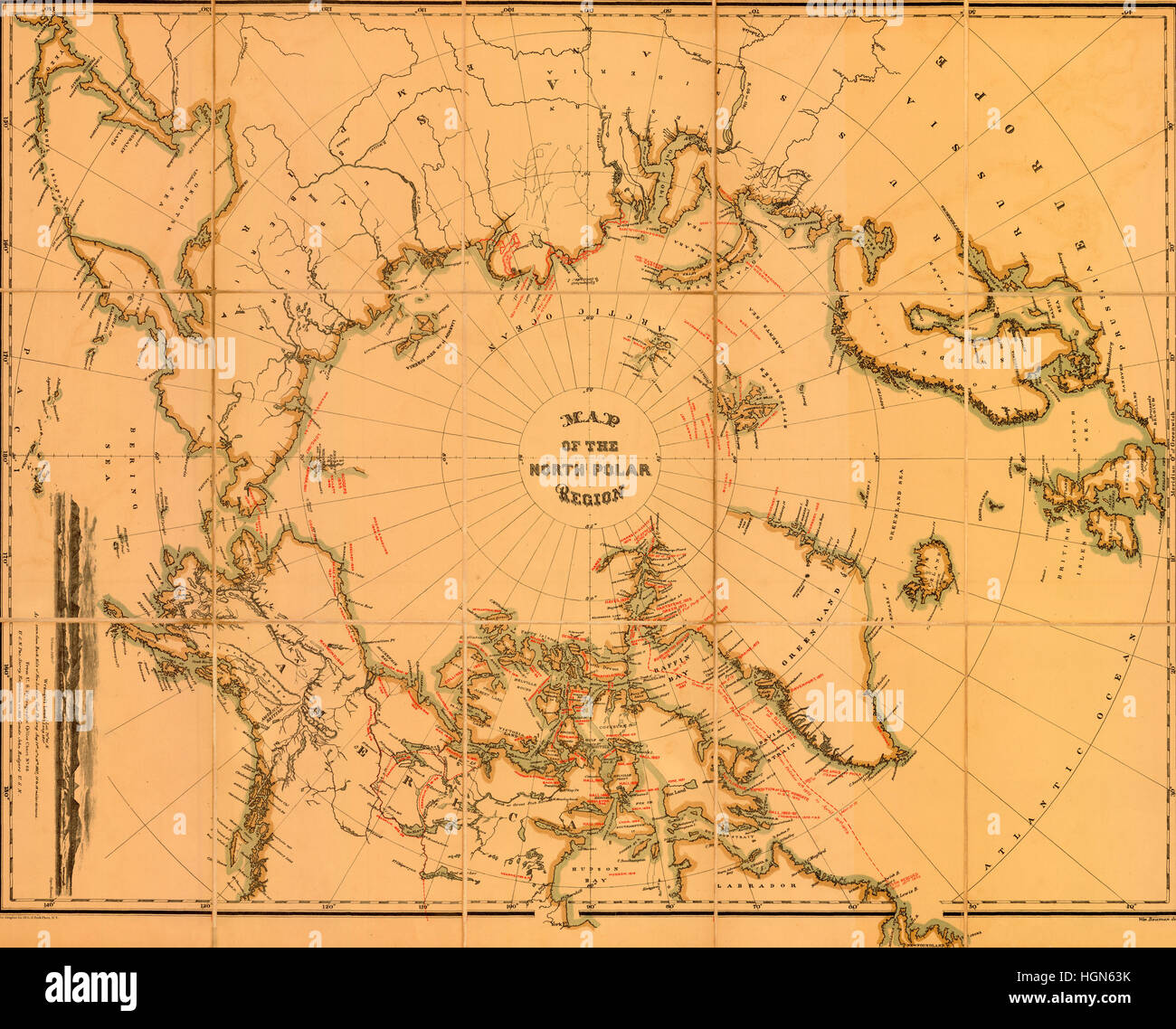Carte de l'Arctique 1879 Banque D'Images