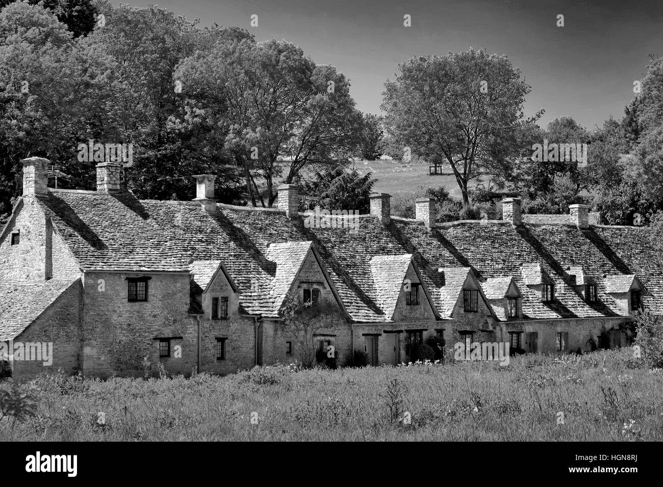 Arlington Row Cottages, Bibury village, Cotswolds Gloucestershire, Angleterre, RU Banque D'Images