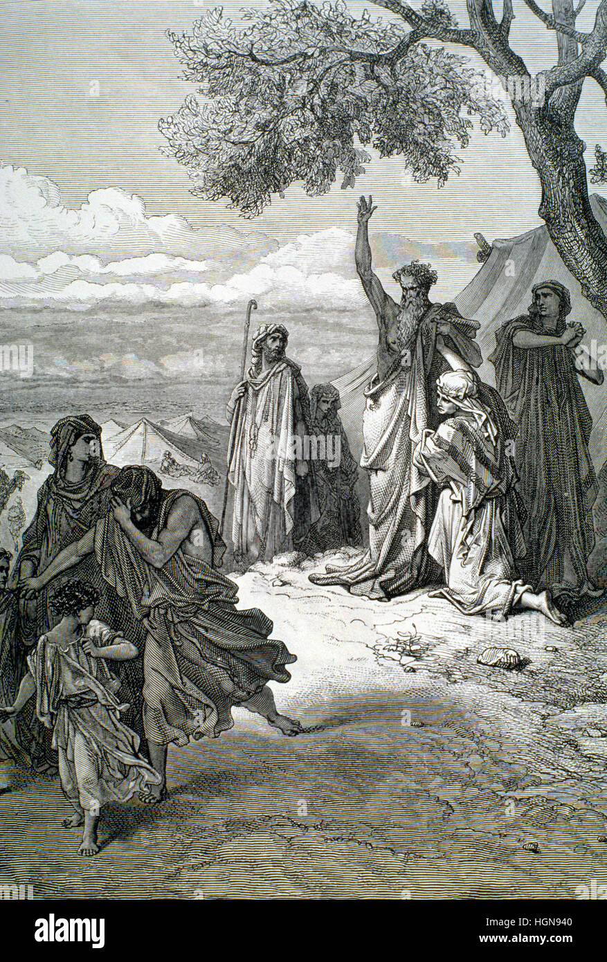 Noé maudit son plus jeune fils par Gustave Dore 1800 (Genèse 9:24-25) Banque D'Images