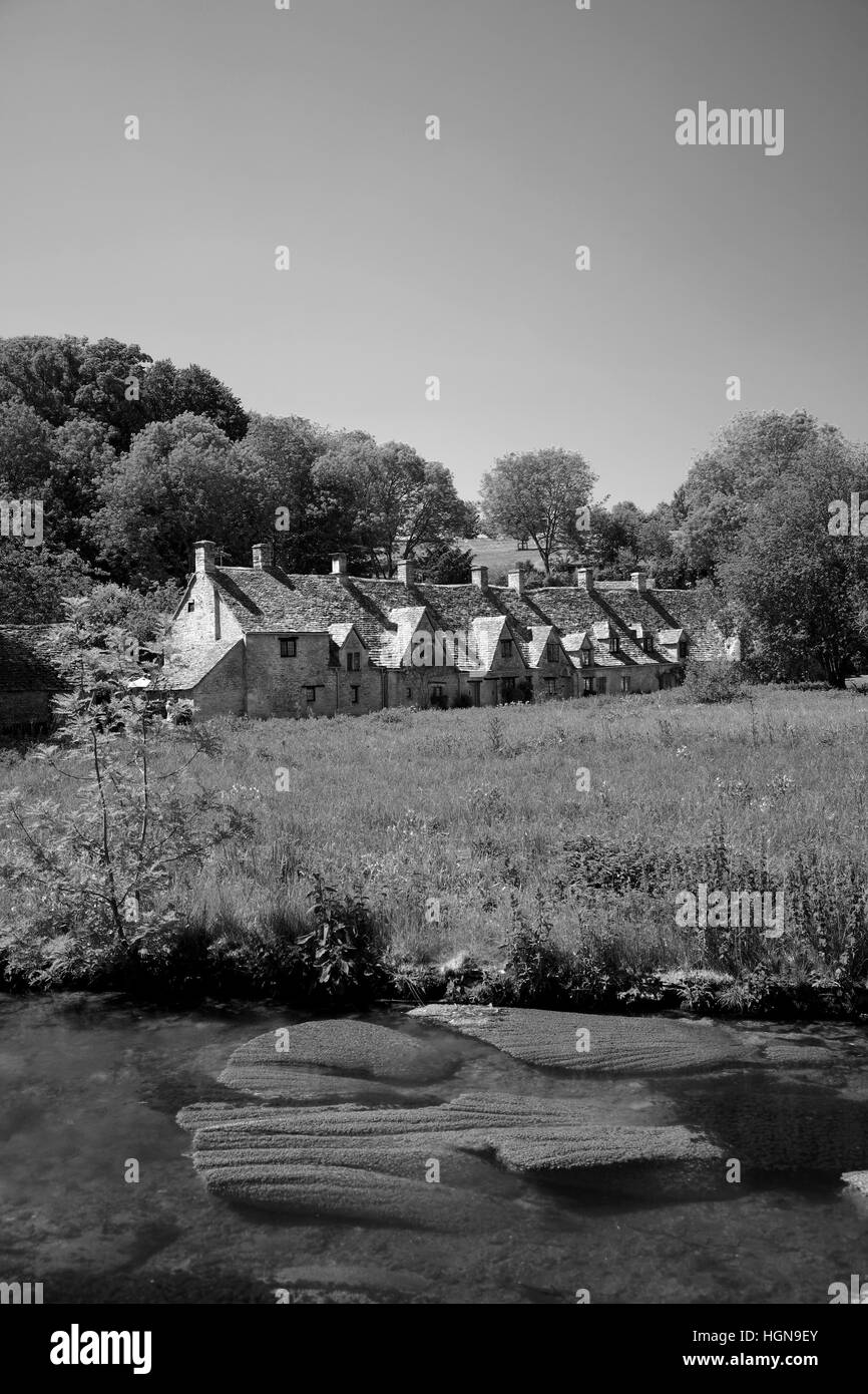 Arlington Row Cottages, Bibury village, Cotswolds Gloucestershire, Angleterre, RU Banque D'Images