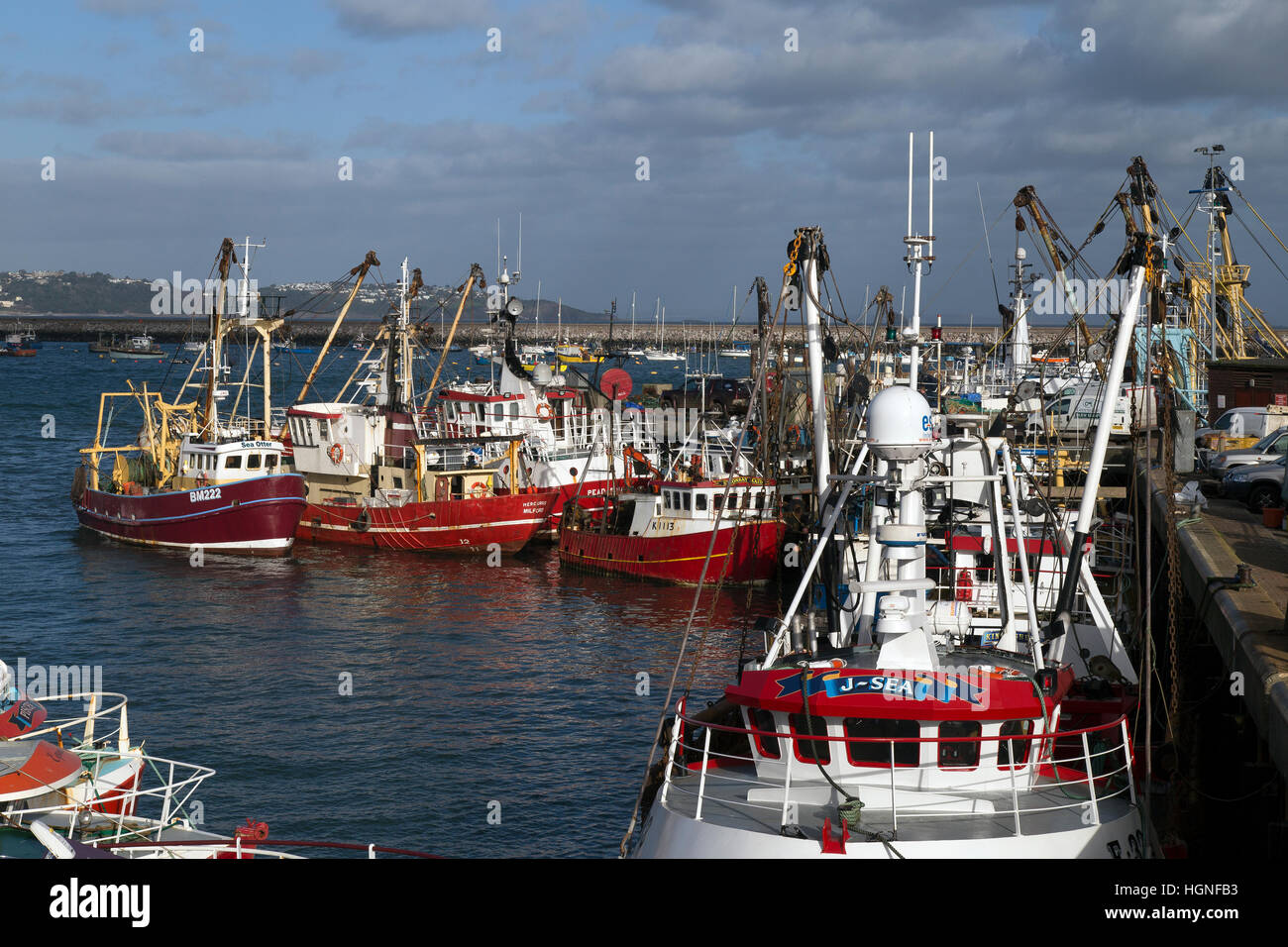 Brixham flotte de pêche dans le port, Banque D'Images