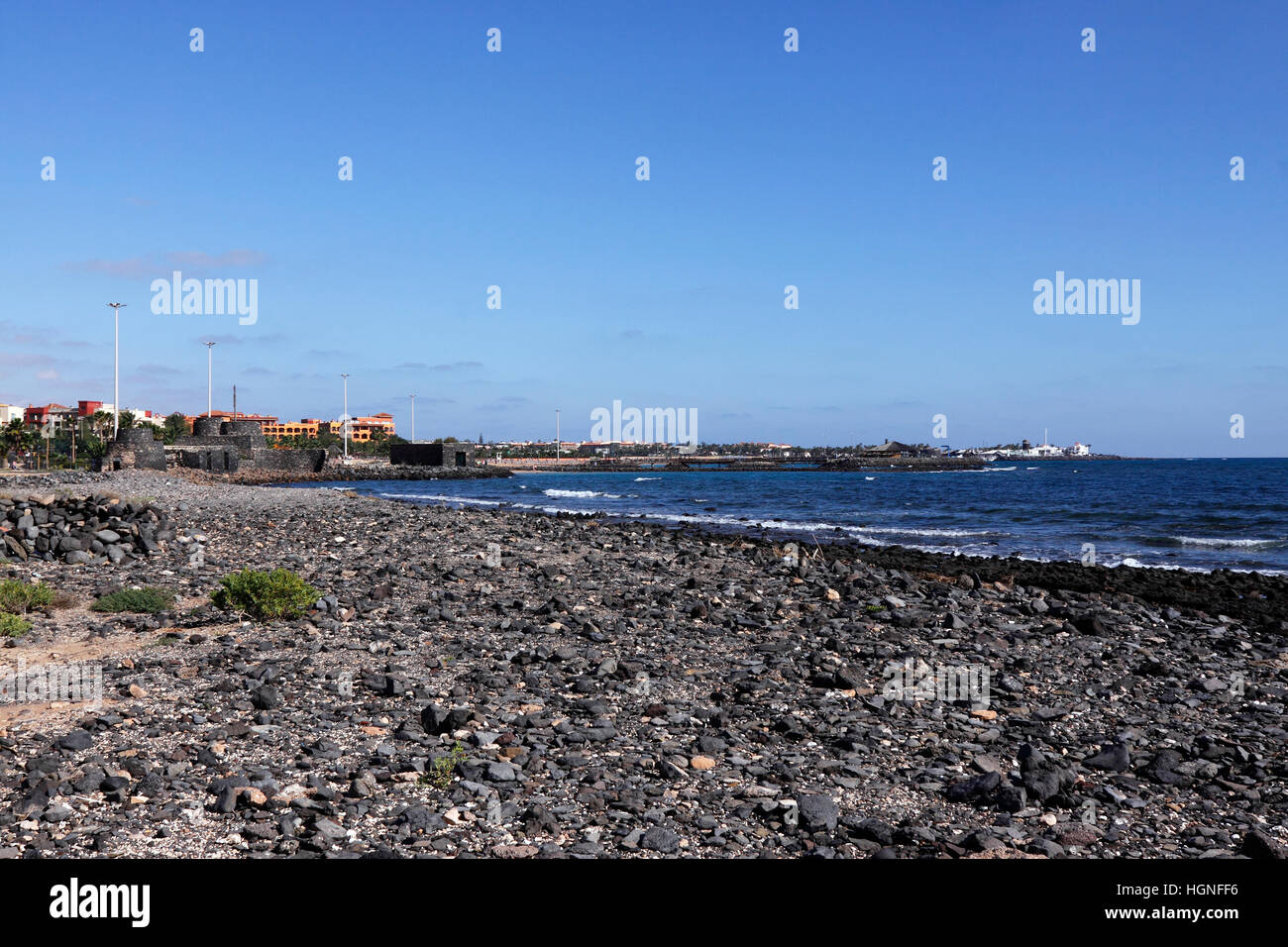 Le sauvage naturel PLAGE DE Caleta de Fuste SUR L'île canarienne de Fuerteventura. Banque D'Images