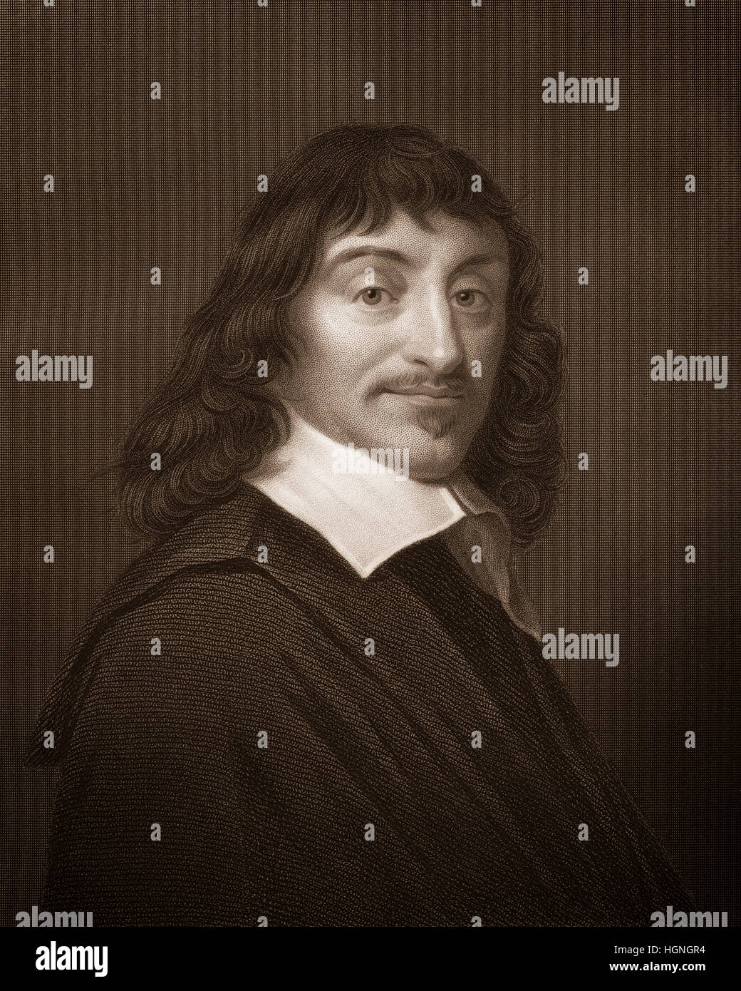 Gravure sur acier, c. 1860, René Descartes ou Renatus Cartesius, 1596 - 1650, un philosophe, mathématicien et scientifique, René Descartes oder Ren Banque D'Images