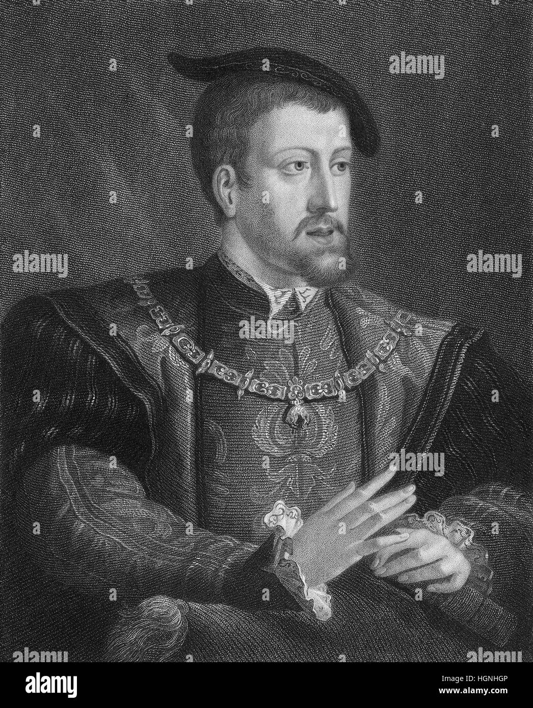 Charles V, 1500 - 1558, les Habsbourg, le Roi Charles I ou Carlos I d'Espagne, Roman-German Saint Roi, empereur du Saint Empire Romain Banque D'Images