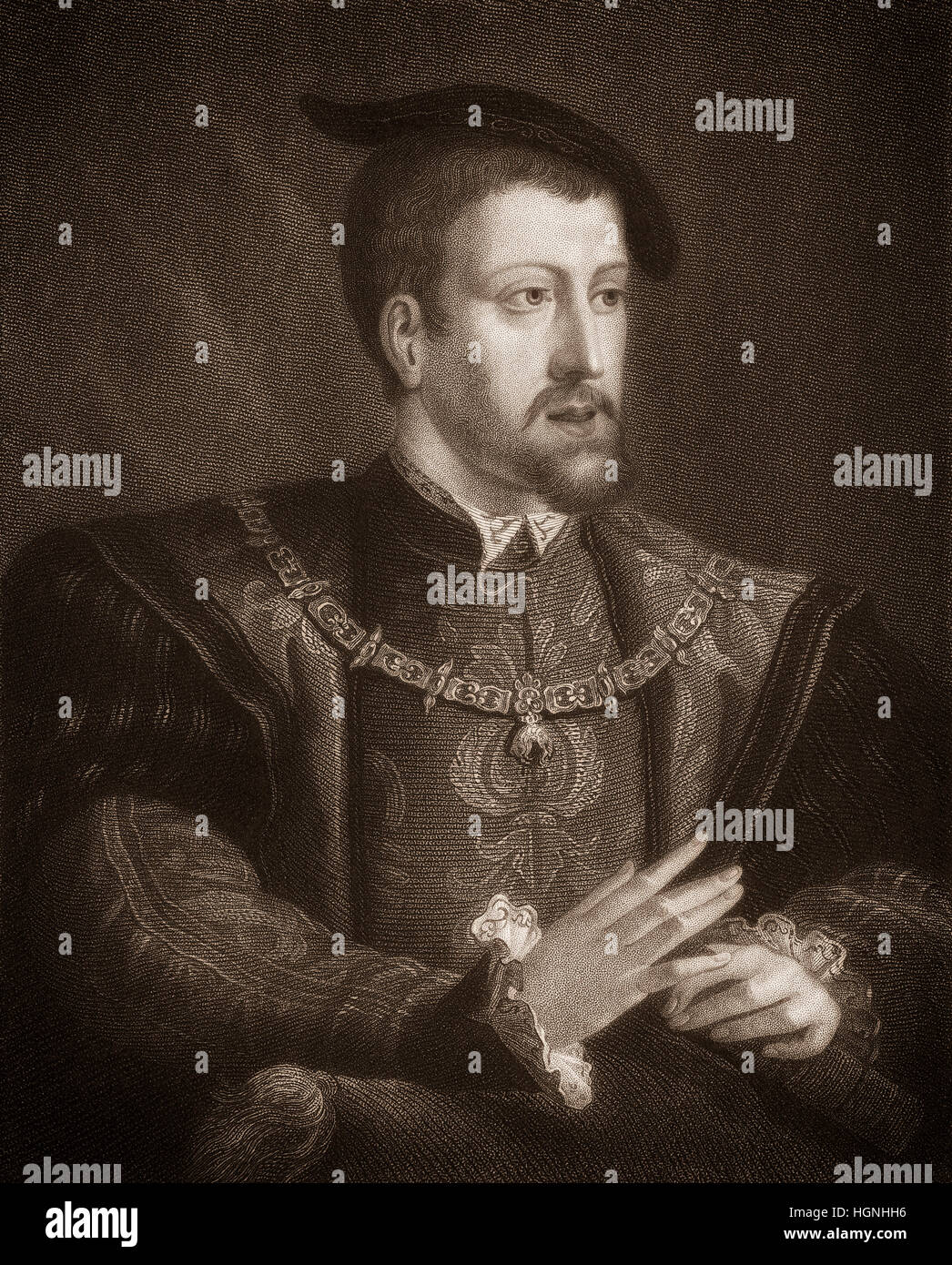 Charles V, 1500 - 1558, les Habsbourg, le Roi Charles I ou Carlos I d'Espagne, Roman-German Saint Roi, empereur du Saint Empire Romain Banque D'Images