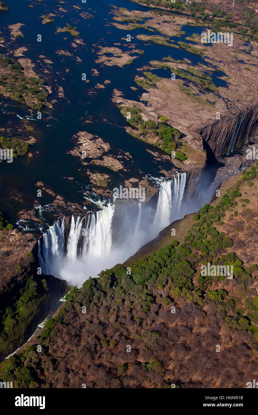 Victoria Falls, Zimbabwe, Zambie, Ariel Shot Banque D'Images
