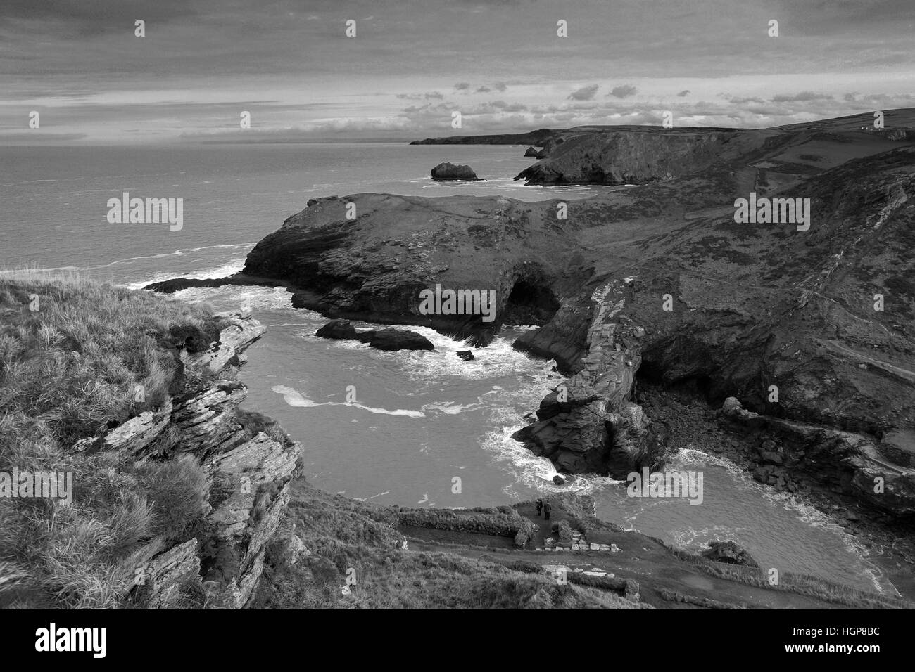 Tintagel Tintagel Castle Island, ville, comté de Cornwall, England, UK Banque D'Images