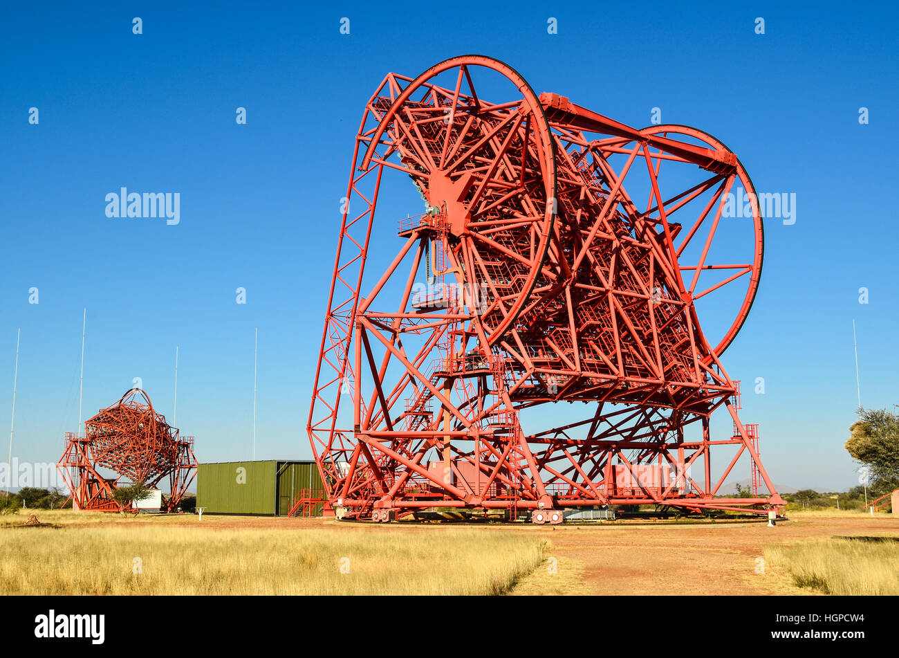 Télescope dans le désert du Namib en Namibie (HESS, Max Planck Institut) Banque D'Images