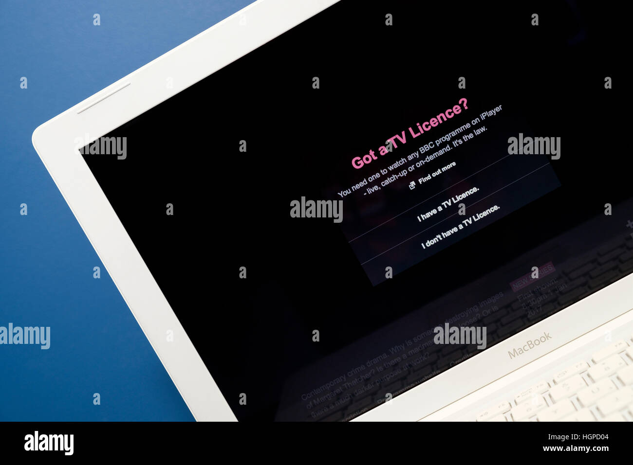 Site web BBC iplayer le fait d'être vu sur un écran d'ordinateur portable Banque D'Images