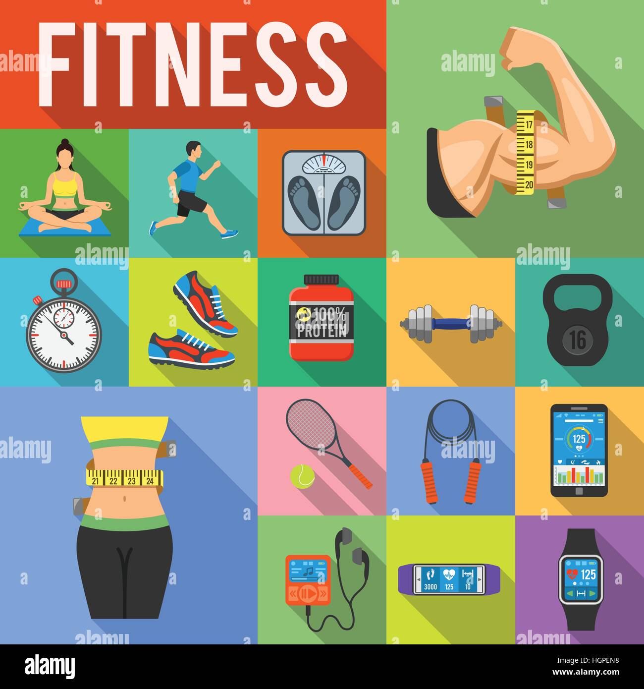 Icon Set Fitness Illustration de Vecteur