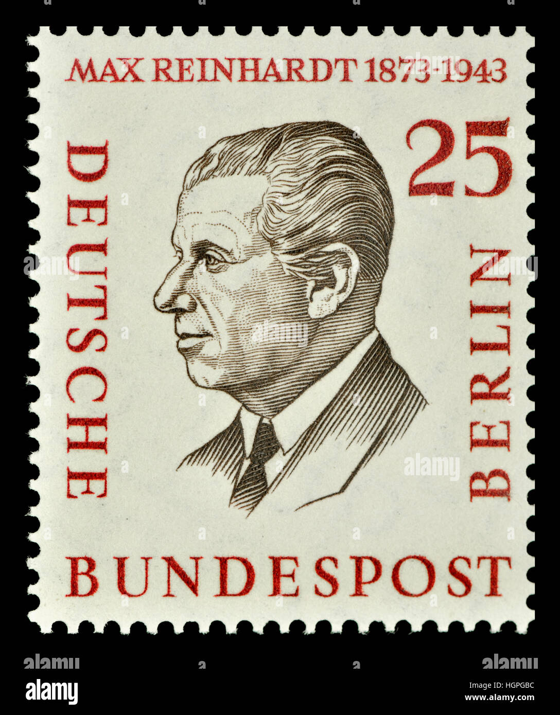 L'allemand (W) Berlin timbre-poste (1957) : Max Reinhardt (né Maximilian Goldmann : 1873 - 1943) née à l'Autrichien américain juif directeur de théâtre et réalisateur Banque D'Images