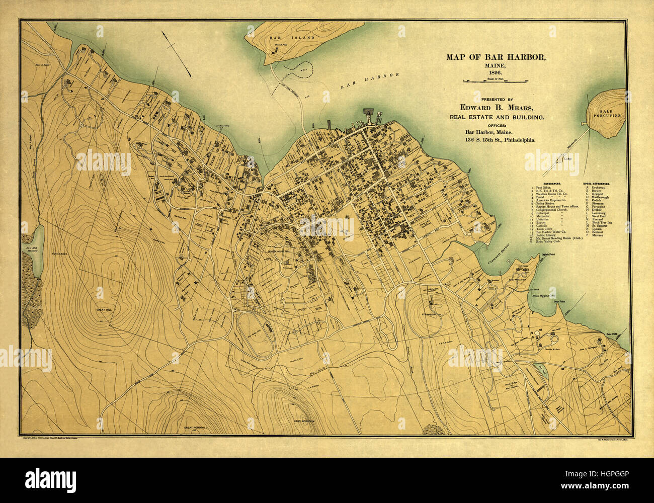 Carte de Bar Harbor Maine 1896 Banque D'Images