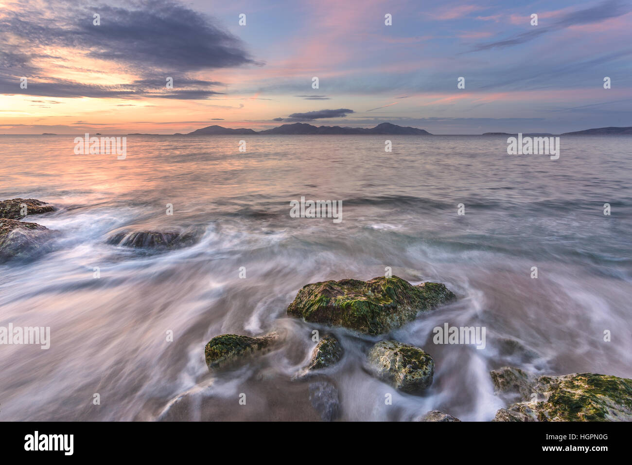 Vue sur la mer Égée, Mastichari, Kos island, Grèce. Banque D'Images