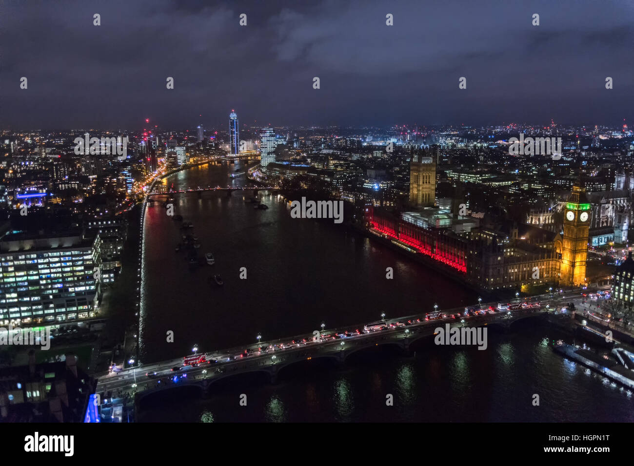 Vue du London Eye de nuit, Londres Uk. Banque D'Images