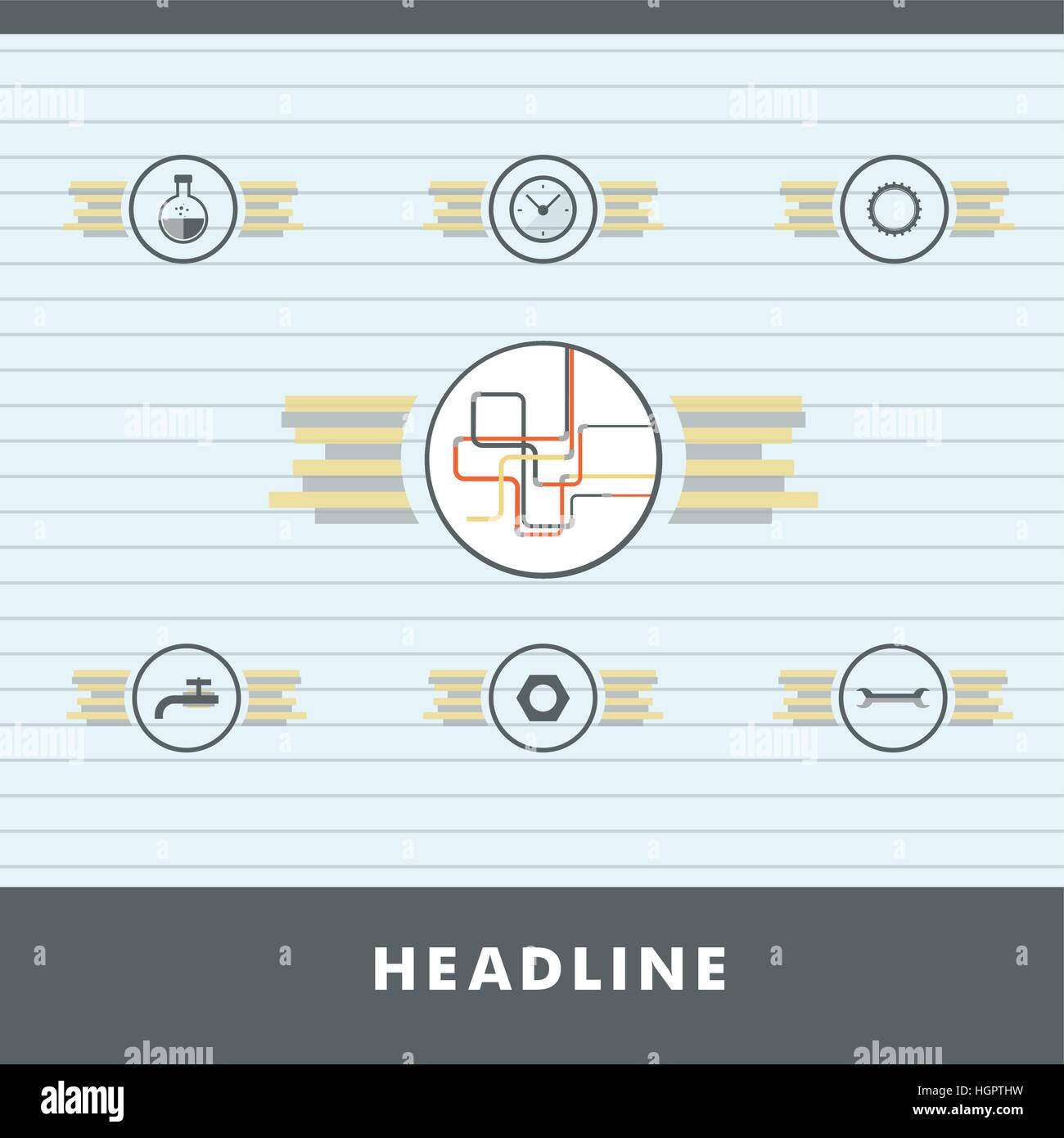 Vector set background du pipeline d'eau plat Illustration de Vecteur