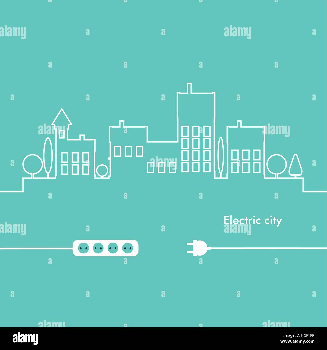 Concept electric circuit city. Vector design plat Illustration de Vecteur