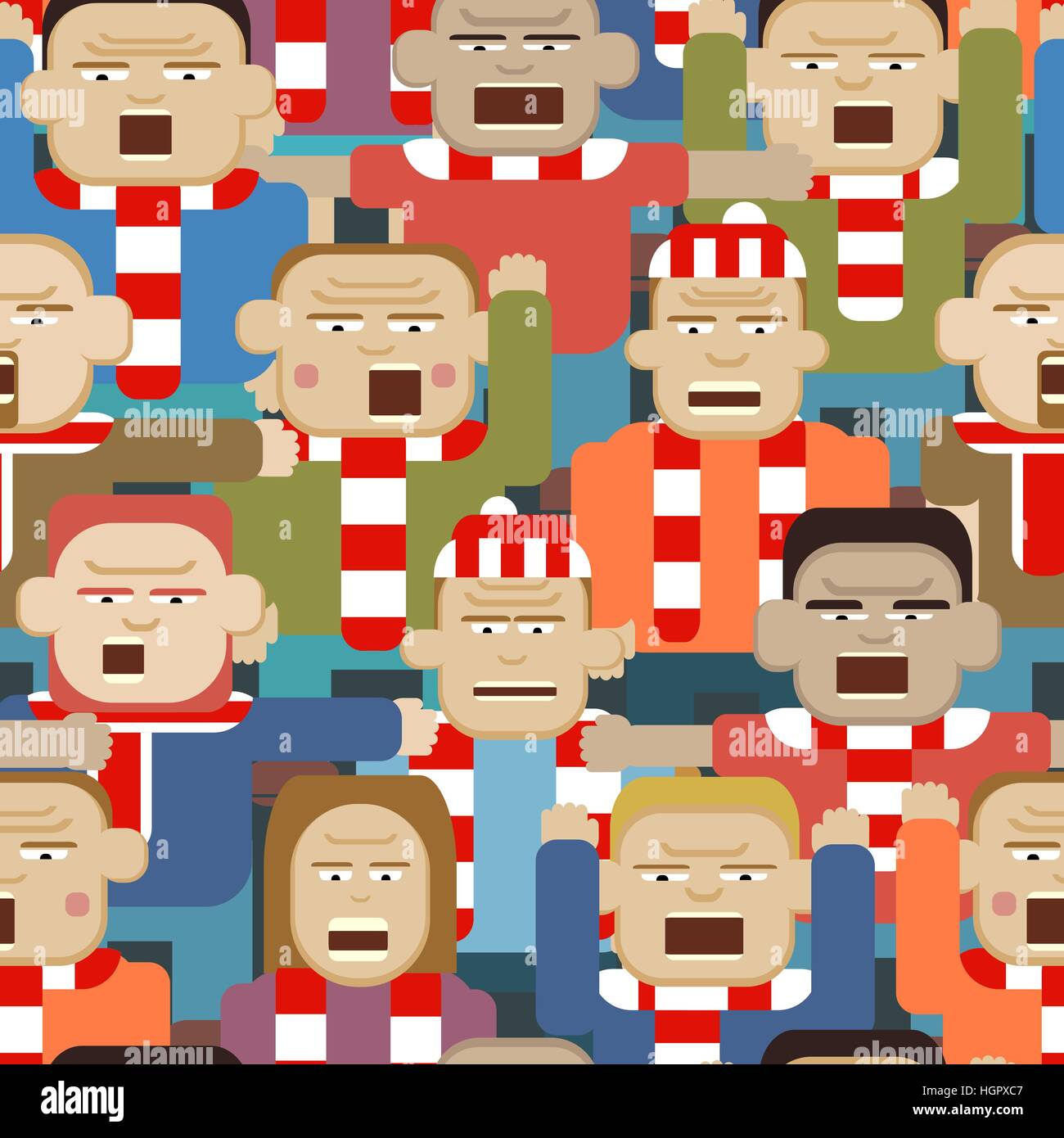 Vector seamless tile illustration d'une foule de sports en colère Illustration de Vecteur