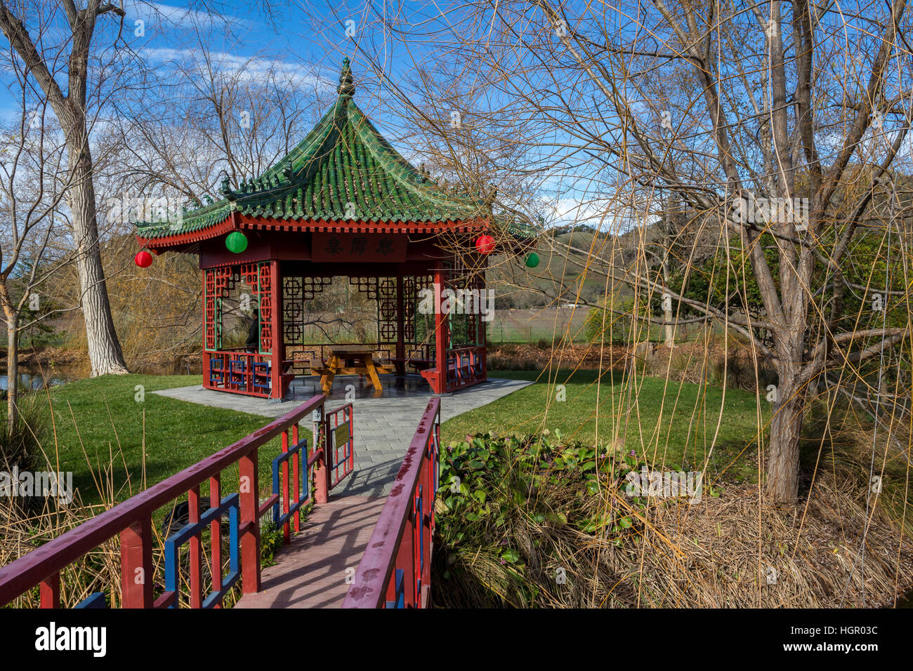 Jardin Chinois, les jardins chinois, entreprise vinicole Chateau Montelena, calistoga, Napa Valley, Comté de Napa, Californie Banque D'Images