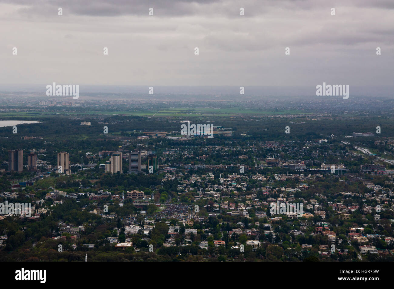 Birds Eye View de la ville et les montagnes et urbaines d'Uptown Banque D'Images