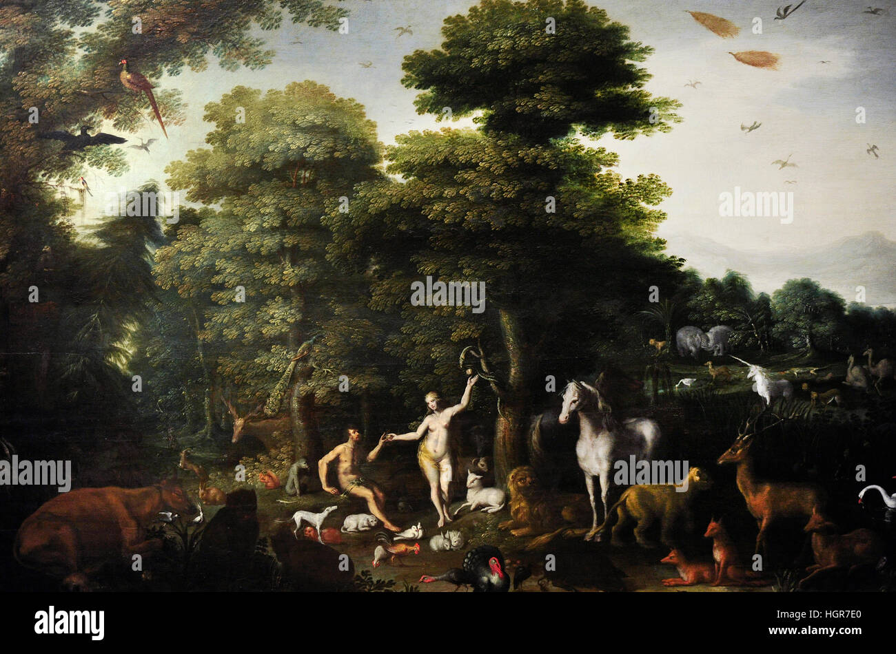 Adriaen van Stalbemt (1580-1662). Peintre flamand. Le paradis. La Flandre, ca 1615. Huile sur bois. Musée national. Gdansk. La Pologne. Banque D'Images