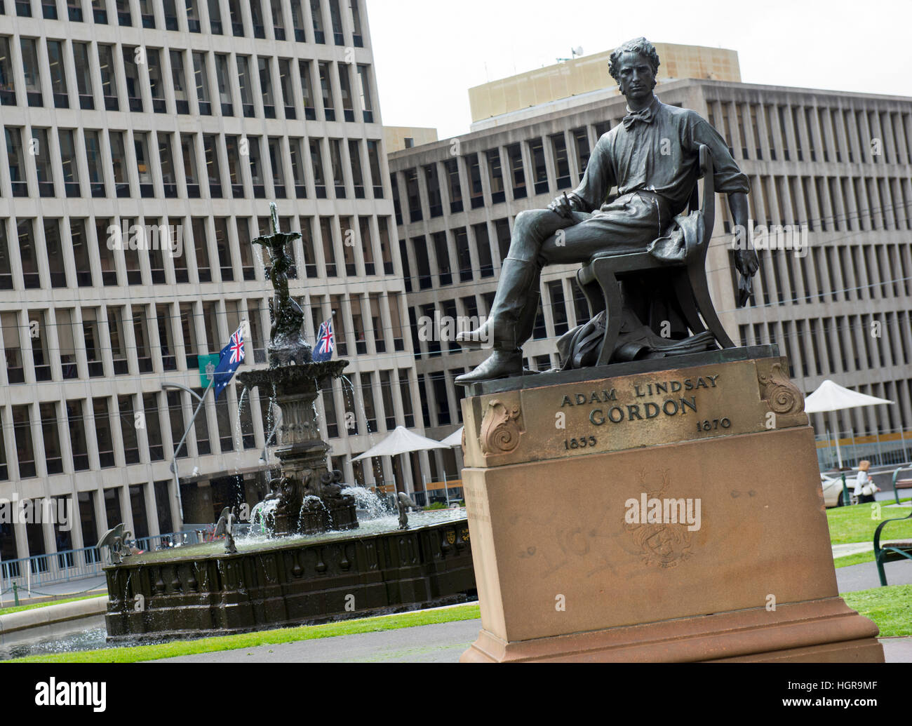 Statue de Adam Lindsay Gordon, à Gordon's réserver dans le CBD de Melbourne, Victoria Australie Banque D'Images