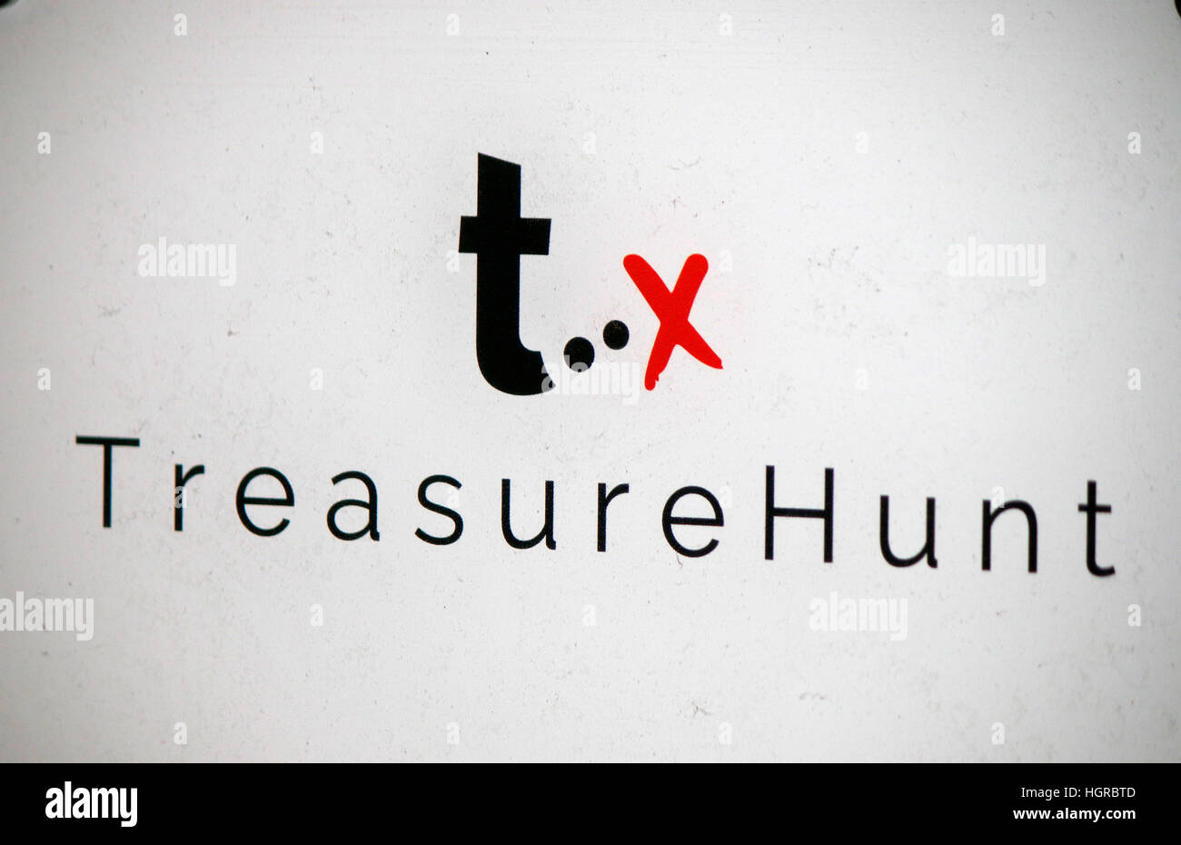Logo das der Marke "Treasure Hunt", Berlin. Banque D'Images
