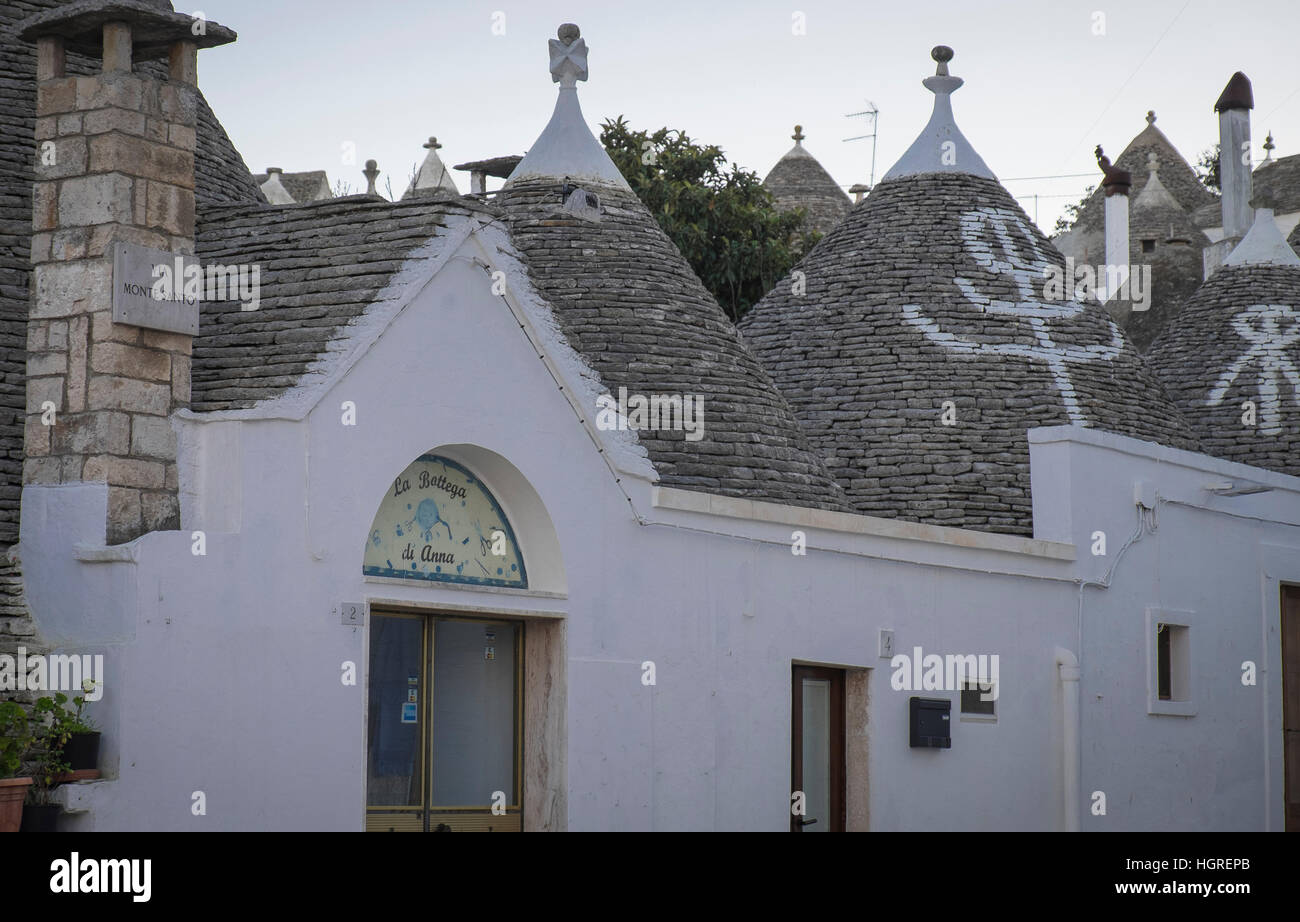 Les Trulli d'Alberobello ont été désignés comme site du patrimoine mondial de l'UNESCO depuis 1996. Banque D'Images