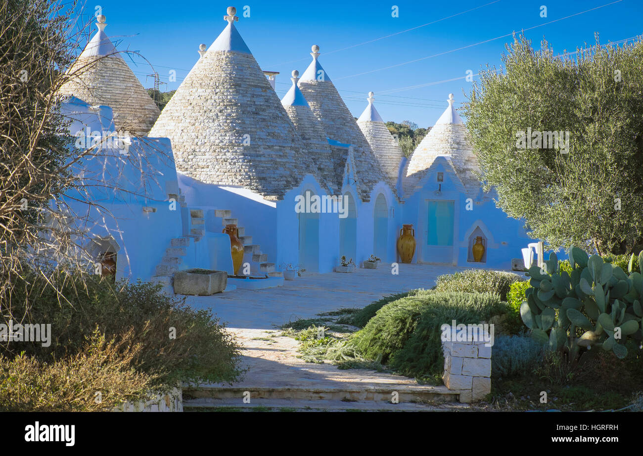 Maisons trulli dans l'aeria pulia dans le sud de l'italie Banque D'Images