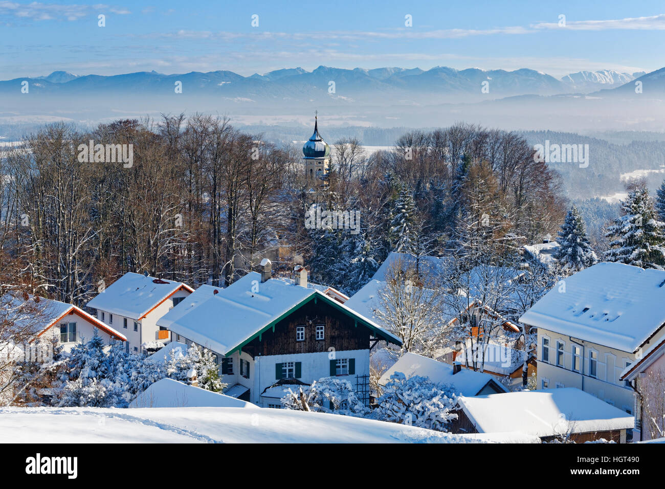 Eurasburg en hiver, Upper Bavaria, Bavaria, Germany Banque D'Images