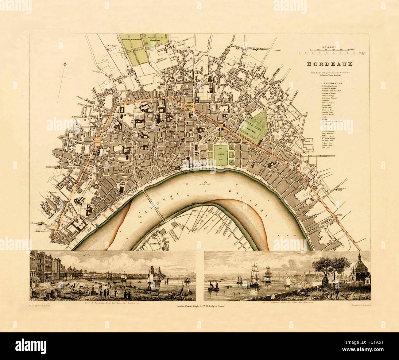 Carte de Bordeaux 1850 Banque D'Images