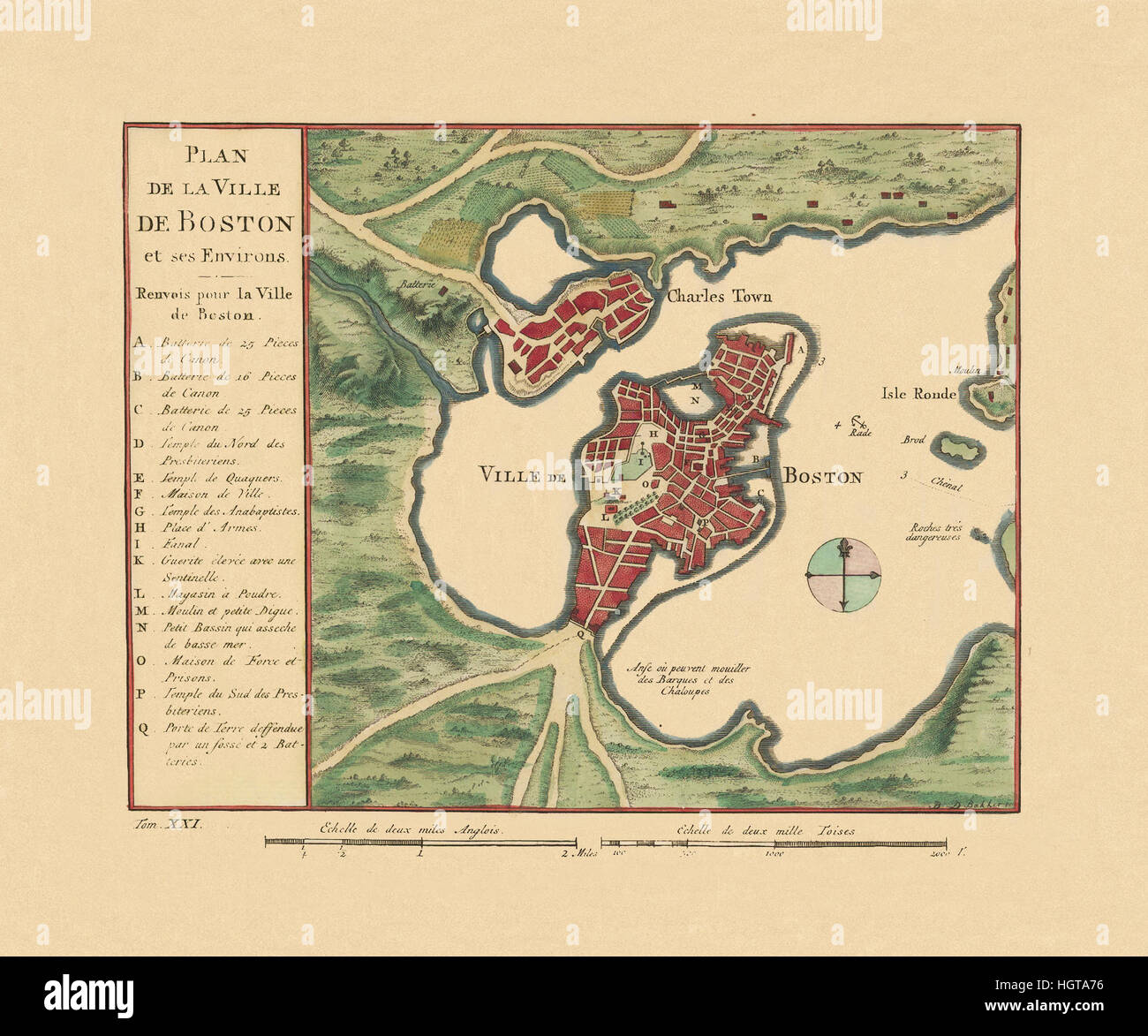 Carte de Boston 1764 Banque D'Images