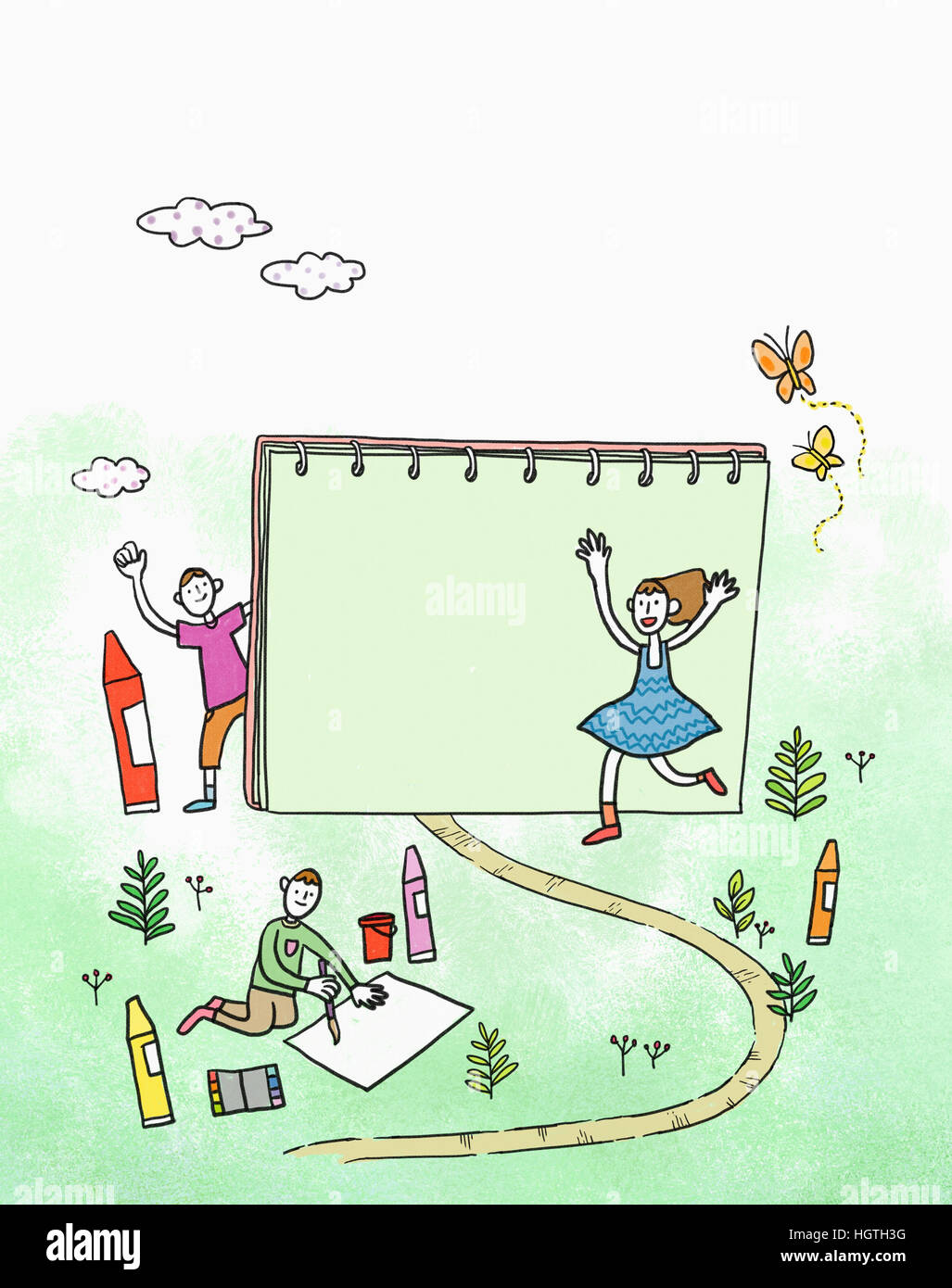 Illustration représentant la ligne de l'éducation artistique Banque D'Images