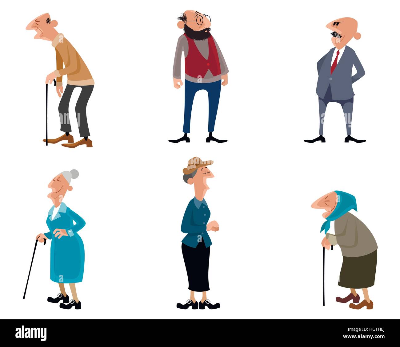 Vector illustration d'un six personnes âgées Illustration de Vecteur