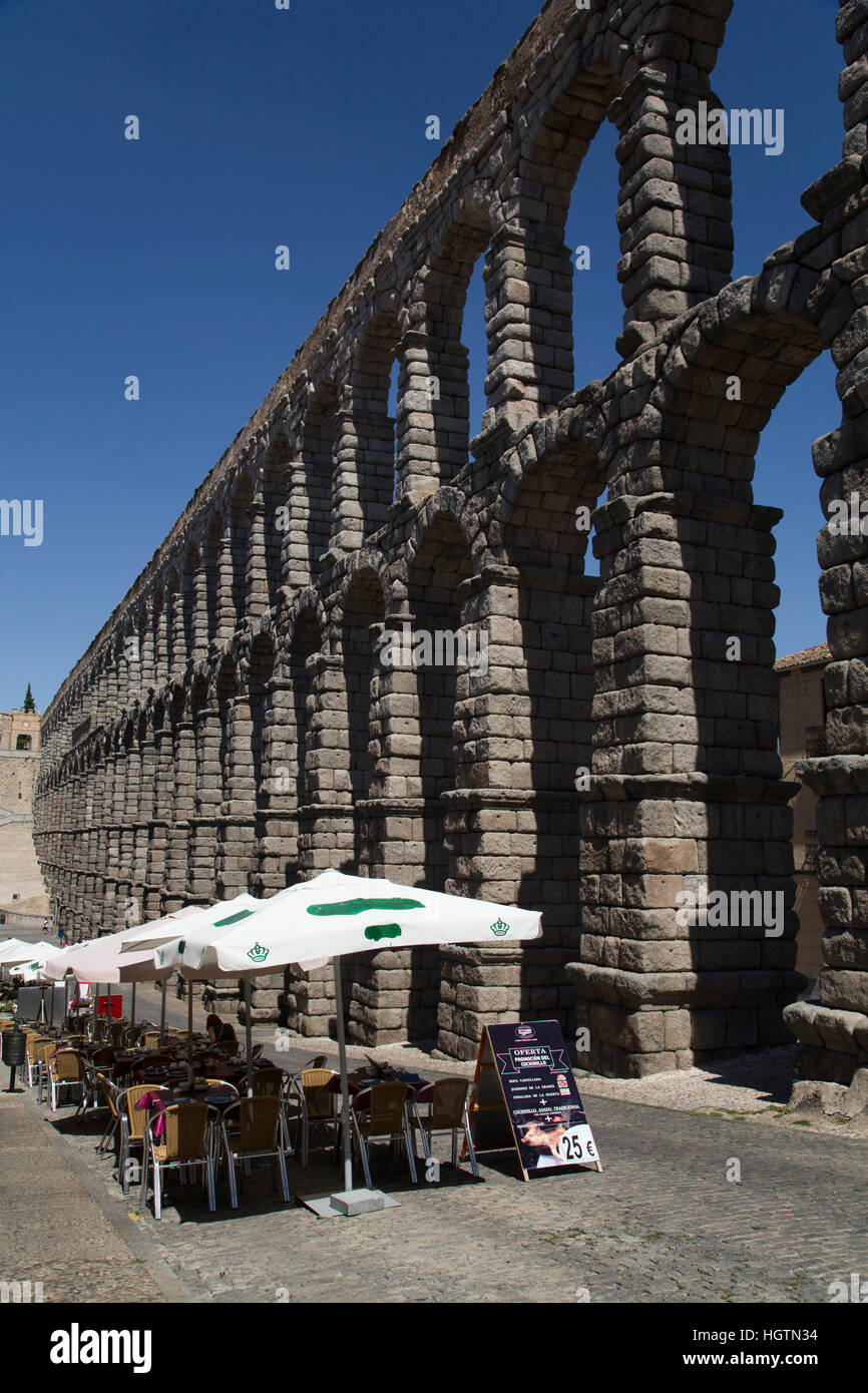 Aqueduc romain, Segovia, UNESCO World Heritage Site, Espagne Banque D'Images