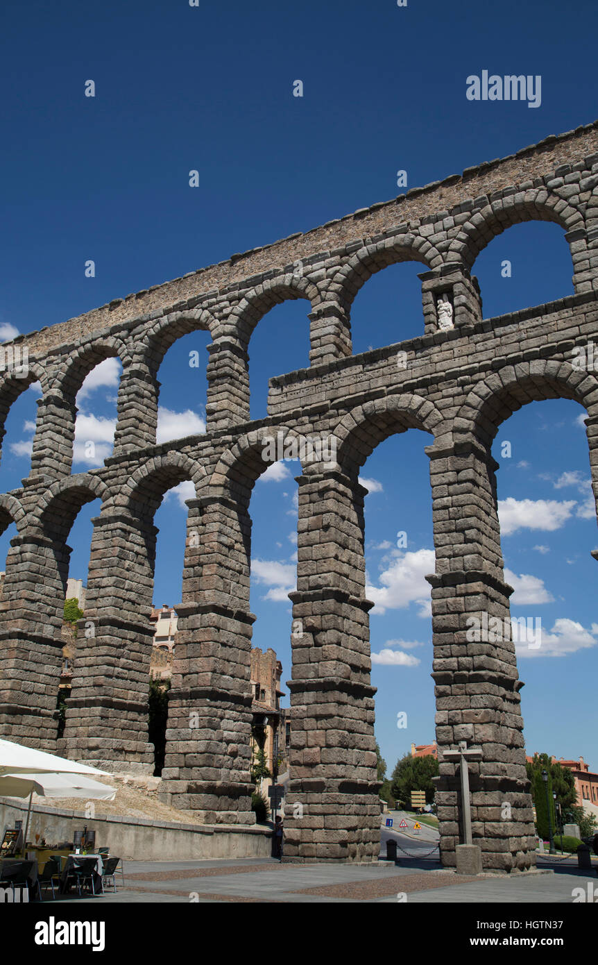 Aqueduc romain, Segovia, UNESCO World Heritage Site, Espagne Banque D'Images