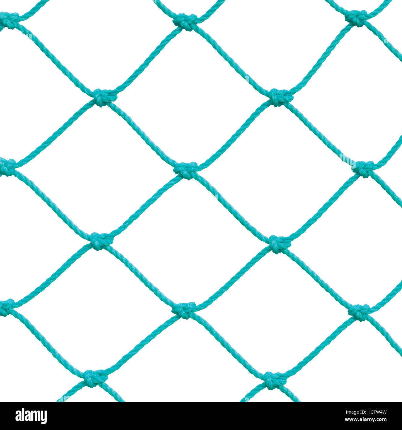 Football Soccer Goal Net Set Détails Corde, de nouvelles cordes filet vert Goalnet Modèle Noeuds, Macro Closeup, isolé grande vierge détaillé copie vide Banque D'Images