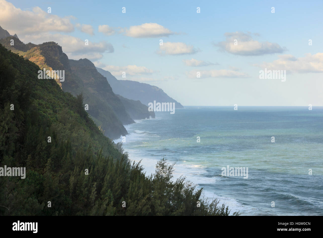 Vues de Kalalau Trail randonnée pédestre, Côte de Na Pali, Kauai, Hawaii Banque D'Images