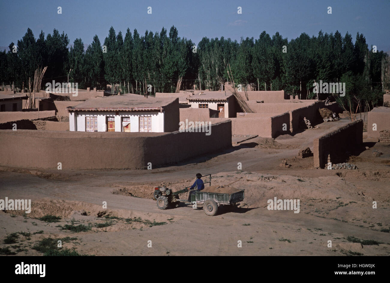 Province de Ningxia hui villages de Yinchuan Lanzhou train, Chine, 1980 Banque D'Images
