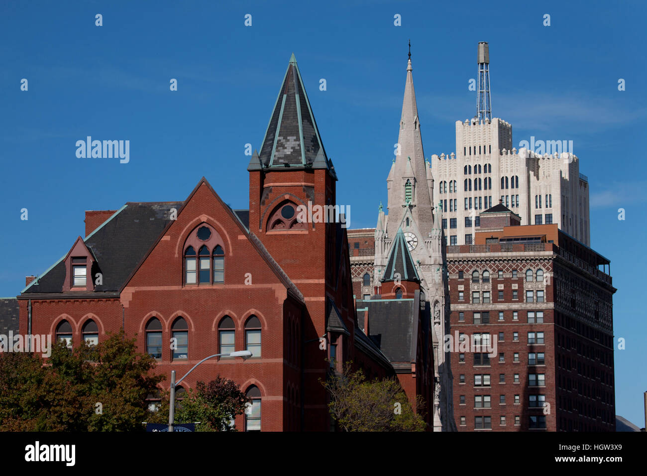 La ville et l'Église Le Grand Avenue, Saint Louis, Mo. Banque D'Images