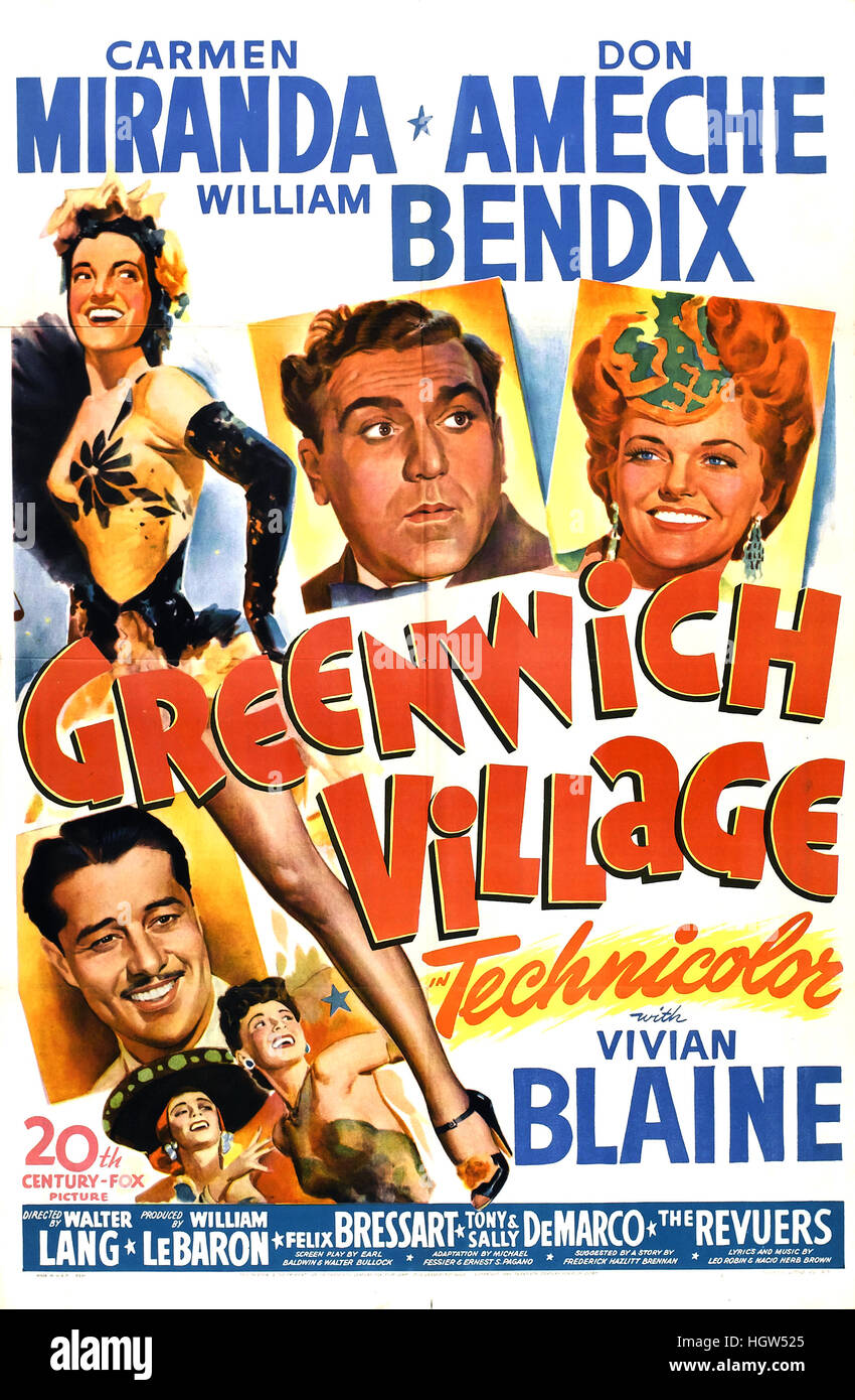 GREENWICH VILLAGE 1944 20th Century Fox Film avec Carmen Miranda et Don Ameche Banque D'Images