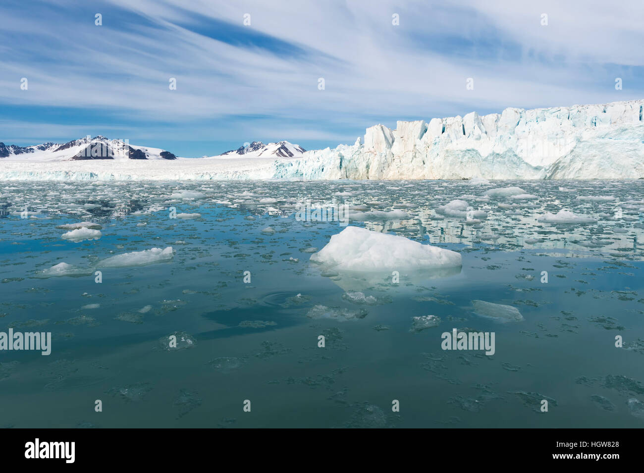 Glacier Lilliehook fjord Lilliehook dans une succursale de Fjord, Krossfjorden, île du Spitzberg, archipel du Svalbard, Norvège Banque D'Images