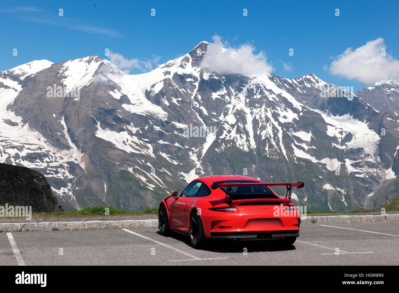 Porsche GT3 RS, la haute route alpine du Grossglockner, Roma, ?east Tyrol, Autriche, Europe Banque D'Images