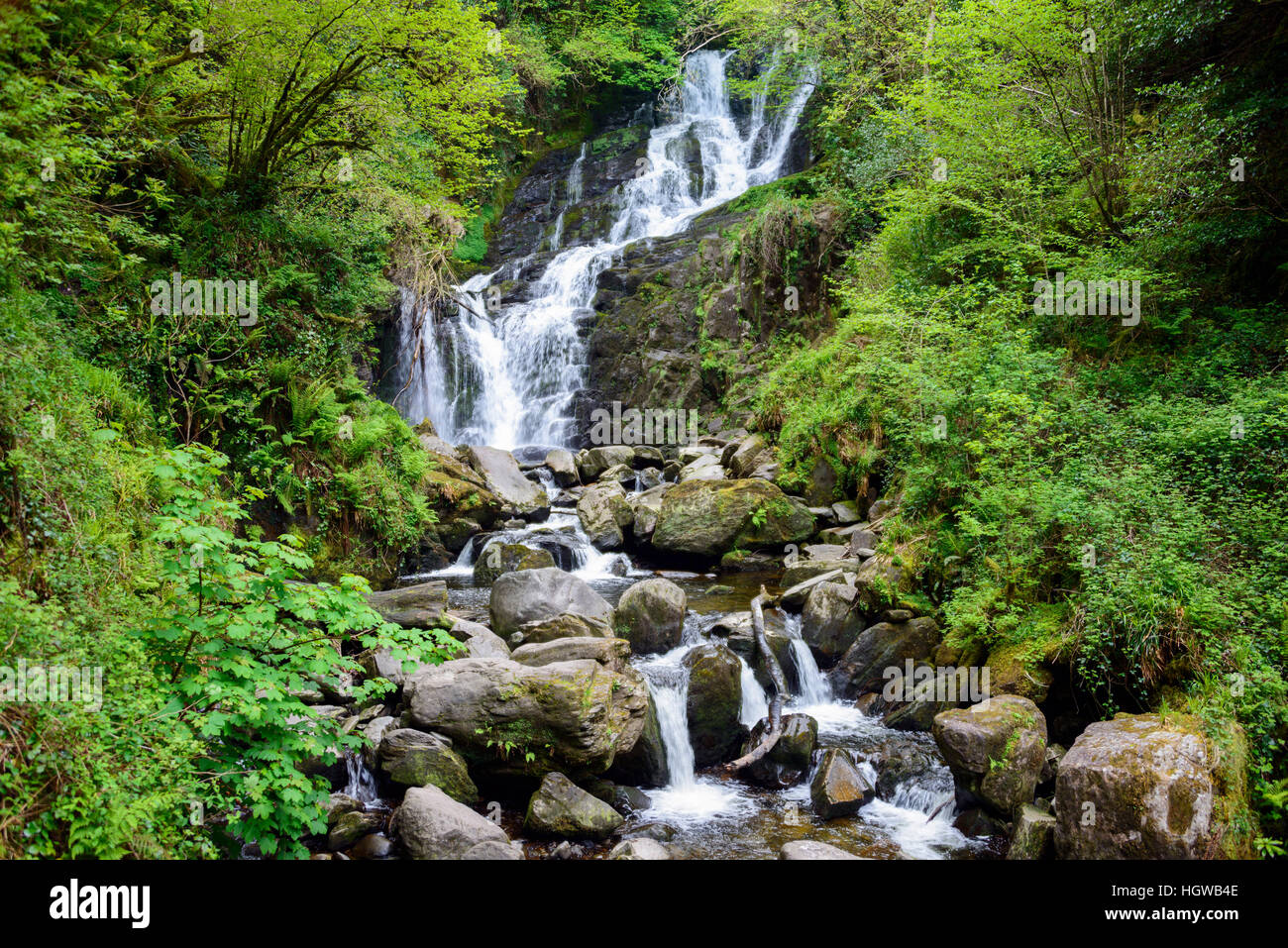 Torc Waterfall, le Parc National de Killarney, Irlande, Grande-Bretagne Banque D'Images