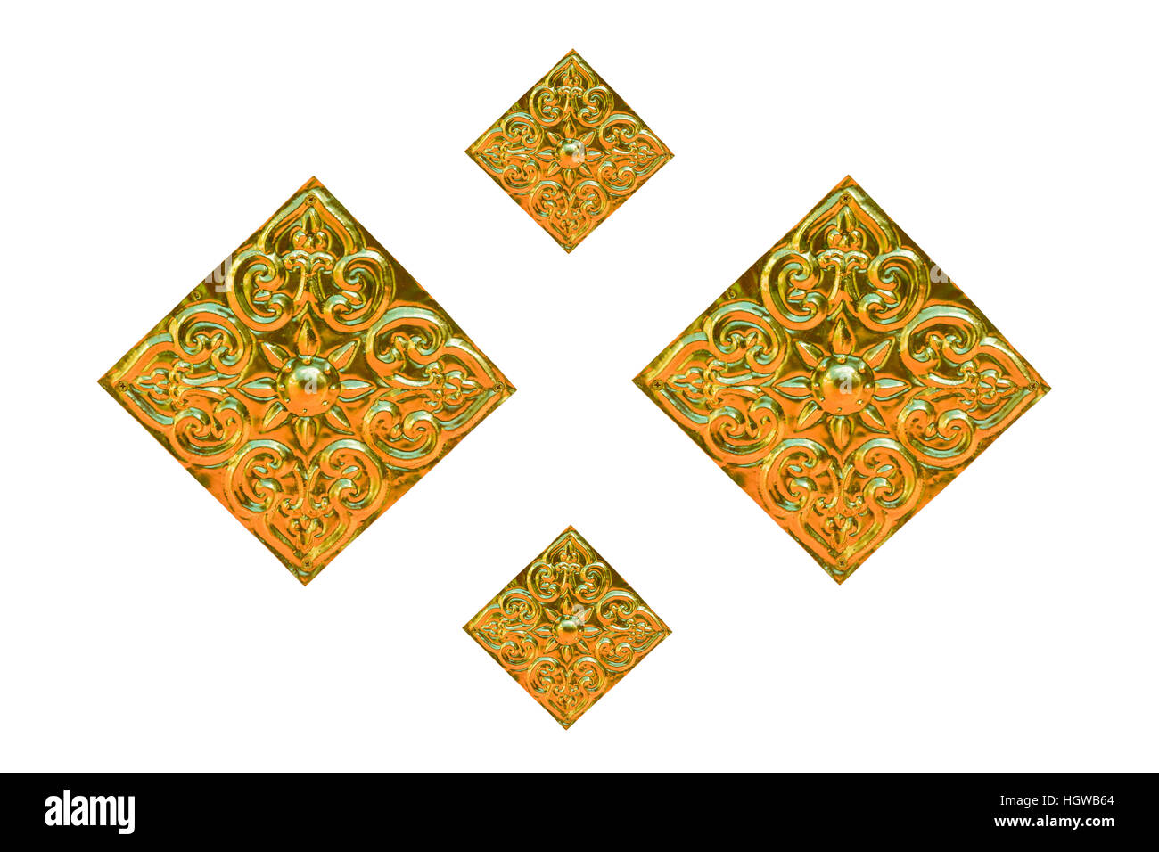 Motif de fleurs artistique octogonal en Thaïlande la couleur d'or, motif, le motif est répété. Banque D'Images