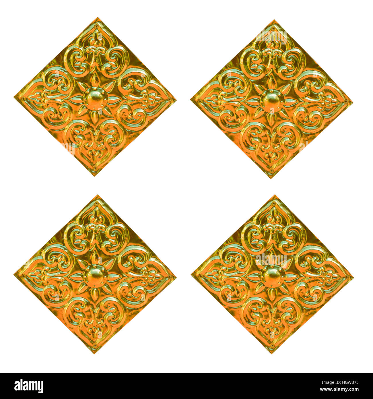 Motif de fleurs artistique octogonal en Thaïlande la couleur d'or, motif, le motif est répété. Banque D'Images