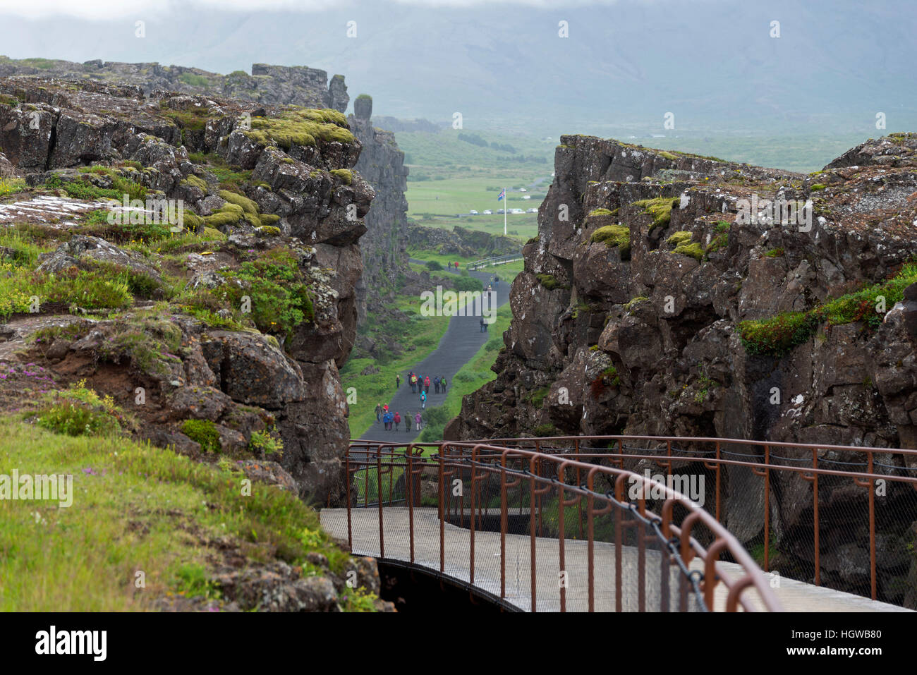 Gorge d'Almannagja, le Parc National de Thingvellir, Islande Banque D'Images