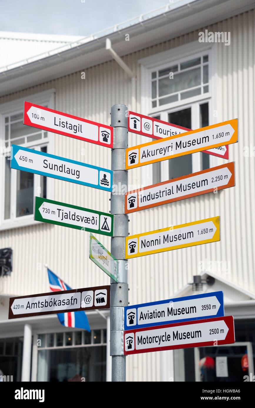 Signes, Akureyri, Islande Banque D'Images