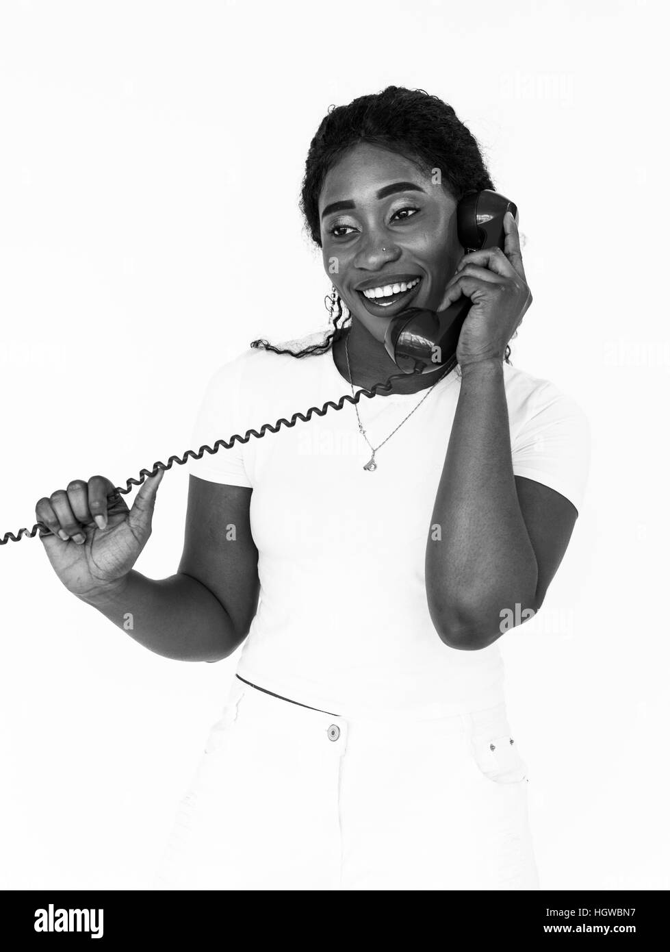 Origine africaine femme appelant Phone Concept Banque D'Images