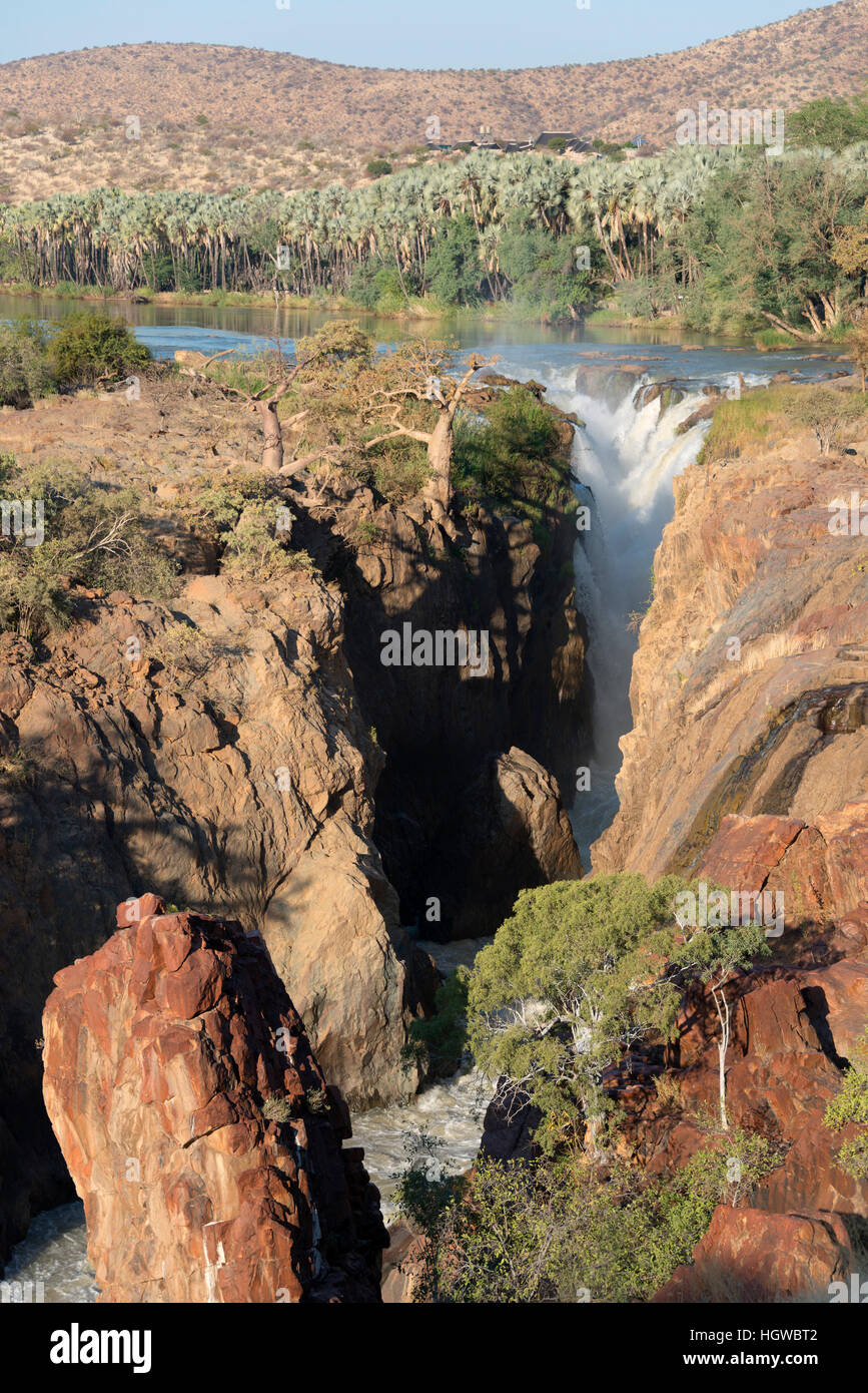 Epupa Falls, rivière Kunene, Namibie, Kaokoveld Banque D'Images