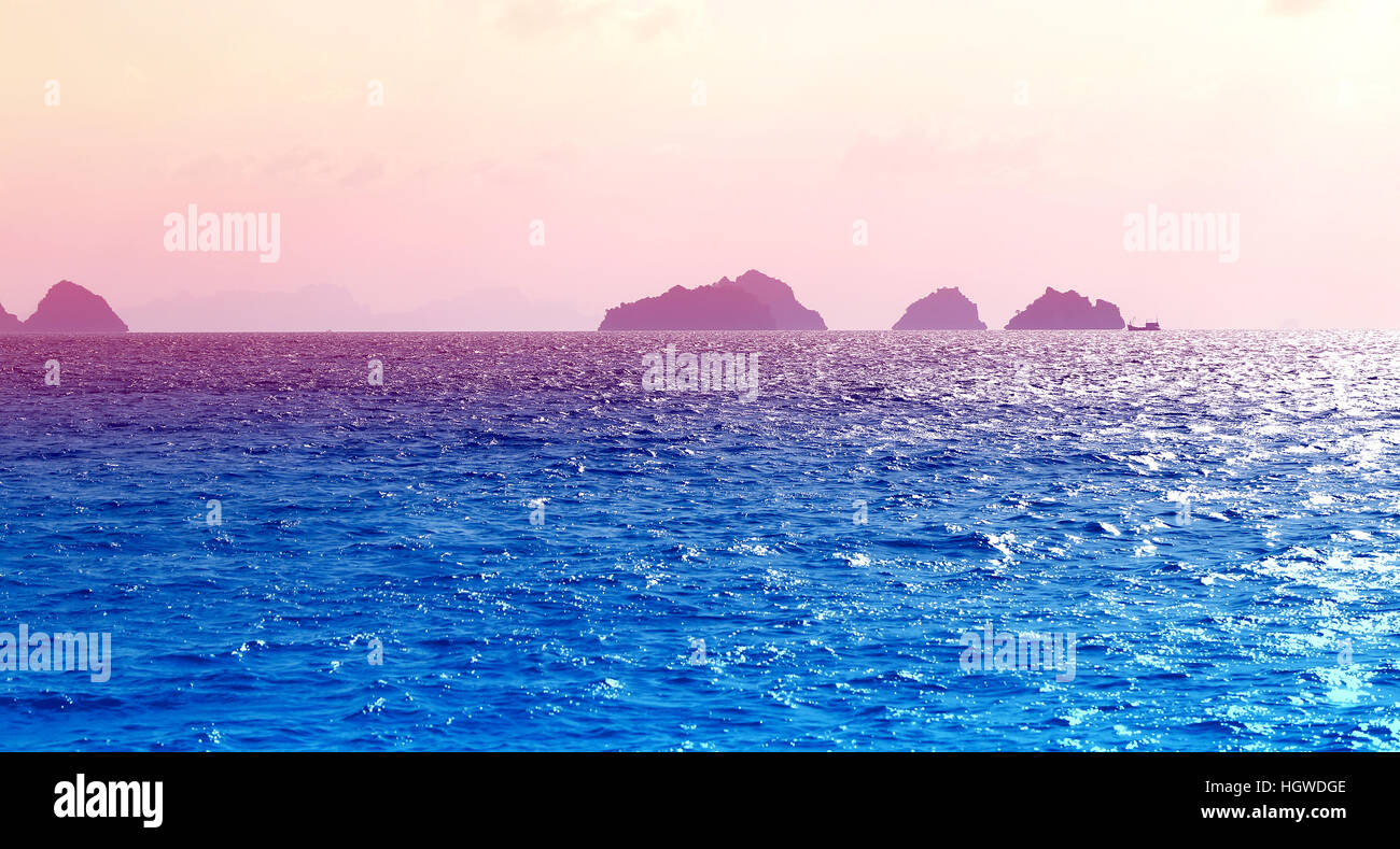 Paysage Photos de la côte de l'île exotique avec des palmiers Banque D'Images